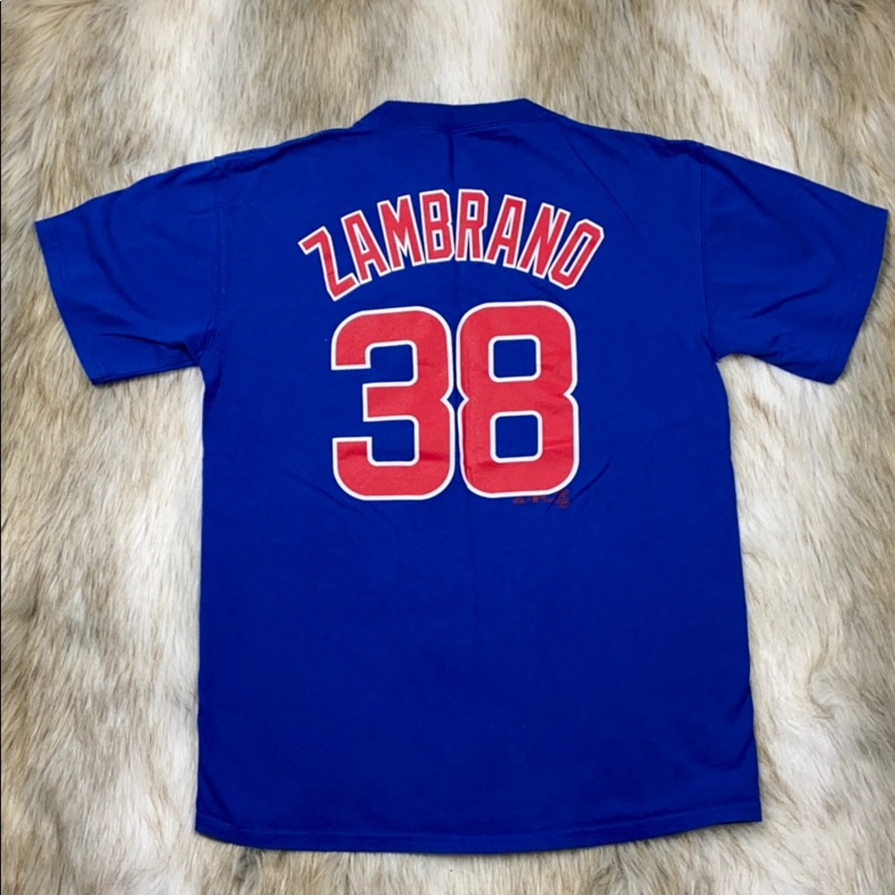 Chicago Cubs Zambrano #38 T-Shirt Men’s Medium MLB Majestic Blue Tee